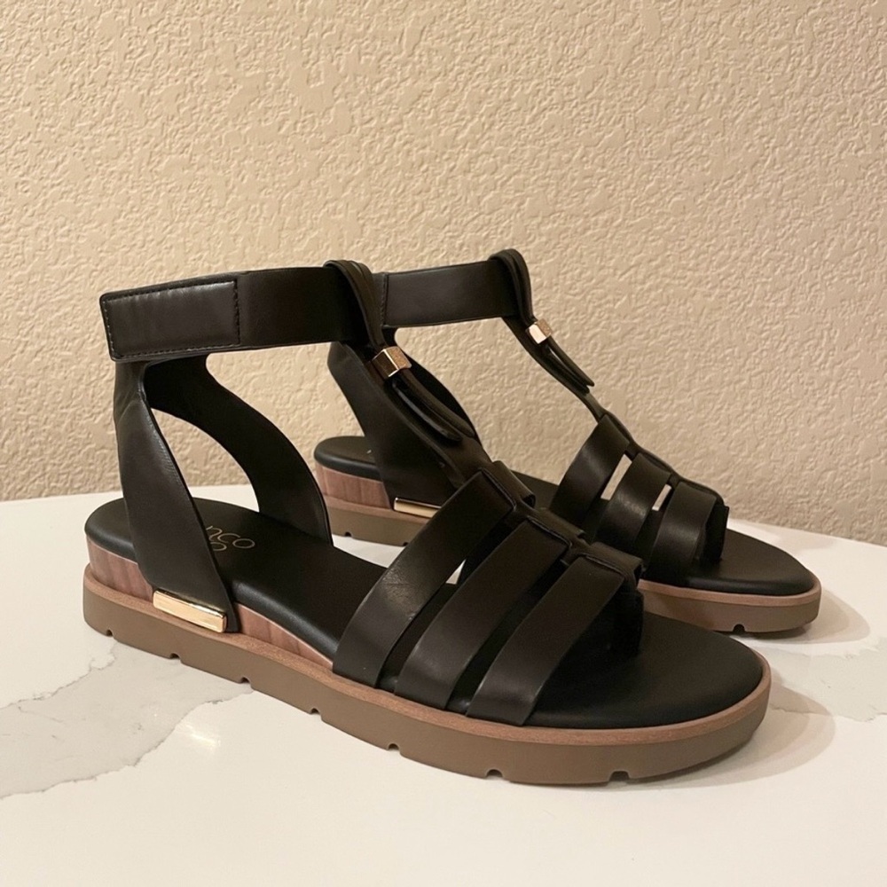 Franco Sarto Women’s Desana Black Gladiator Sandals Size 8.5 NWOB